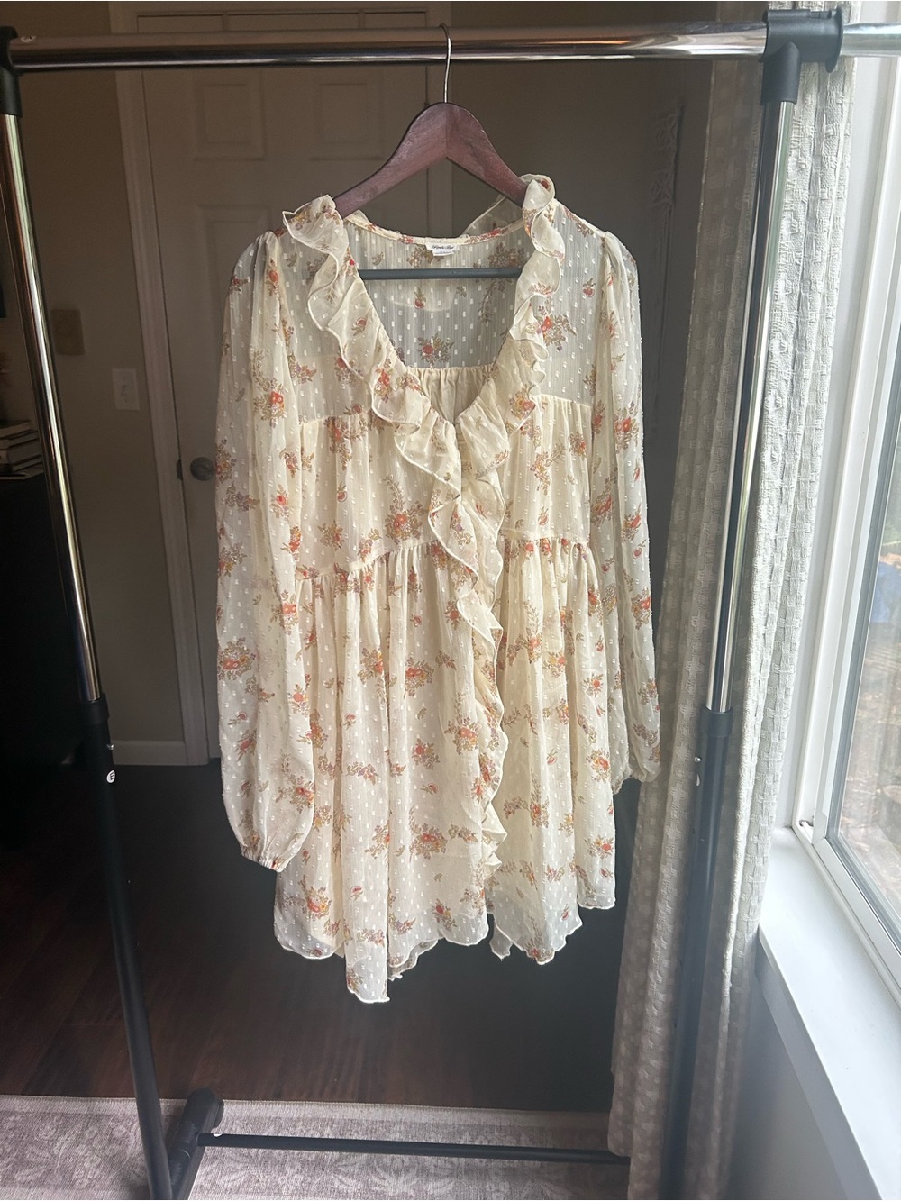 Kimchi Blue Cream Floral Ruffle Kids Dress